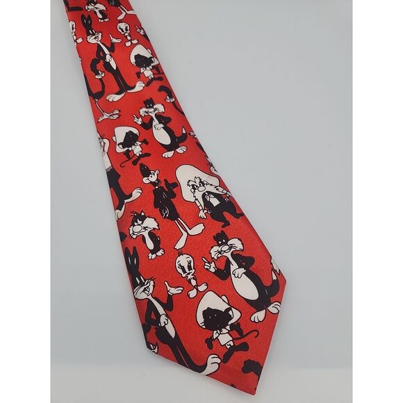Up-line Fashions Looney Tunes red Neck Tie - Picture 2 of 3